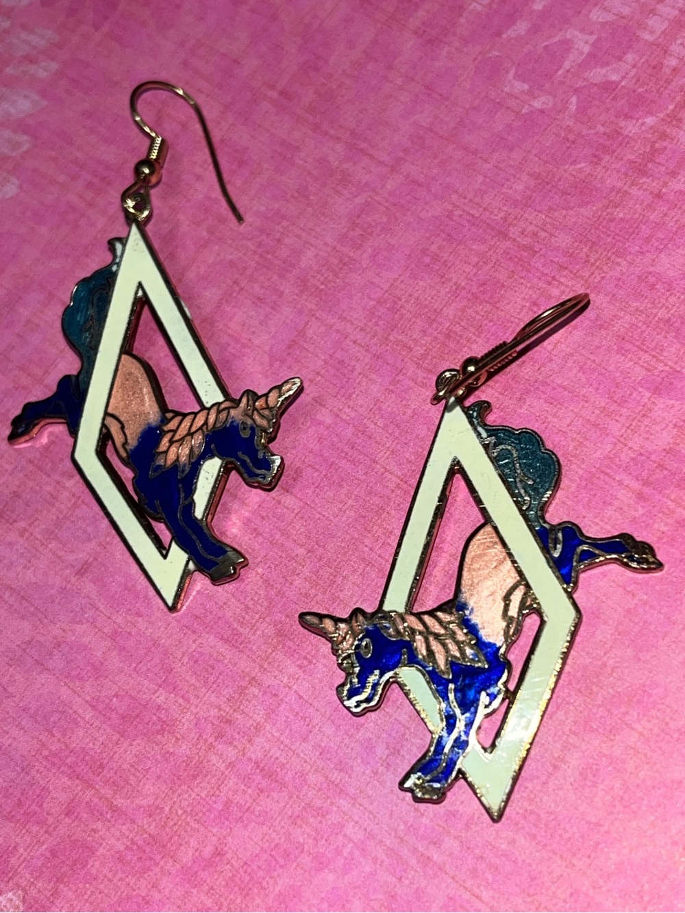 Vintage Enamel Unicorn Earrings